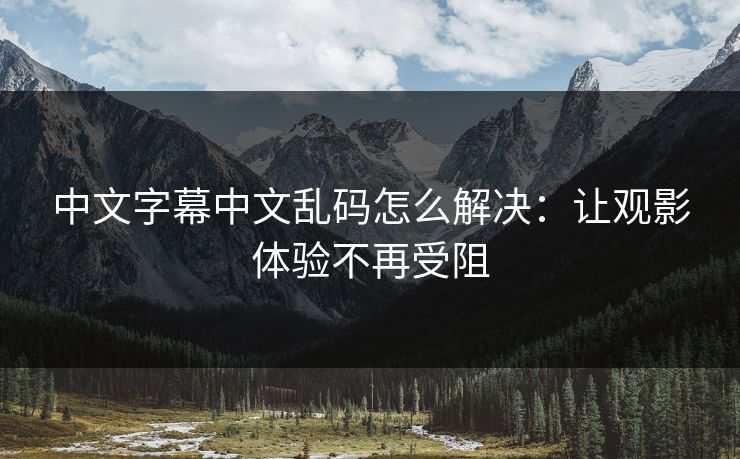 中文字幕中文乱码怎么解决：让观影体验不再受阻