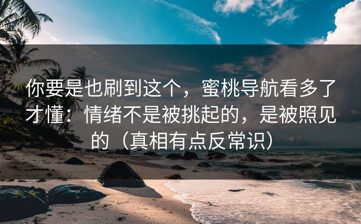 你要是也刷到这个，蜜桃导航看多了才懂：情绪不是被挑起的，是被照见的（真相有点反常识）
